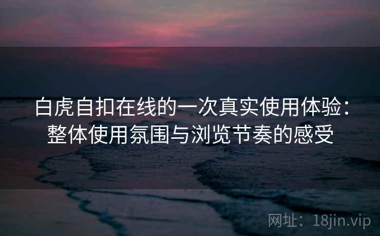 白虎自扣在线的一次真实使用体验：整体使用氛围与浏览节奏的感受