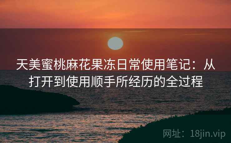 天美蜜桃麻花果冻日常使用笔记:从打开到使用顺手所经历的全过程