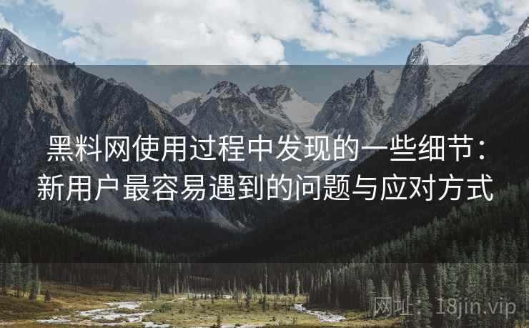 黑料网使用过程中发现的一些细节：新用户最容易遇到的问题与应对方式