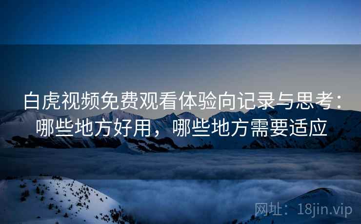 白虎视频免费观看体验向记录与思考:哪些地方好用,哪些地方需要适应