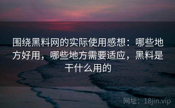 围绕黑料网的实际使用感想:哪些地方好用,哪些地方需要适应,黑料是干什么用的