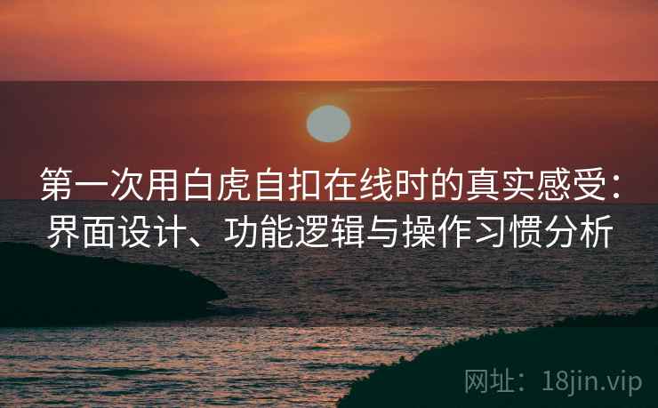 第一次用白虎自扣在线时的真实感受:界面设计、功能逻辑与操作习惯分析
