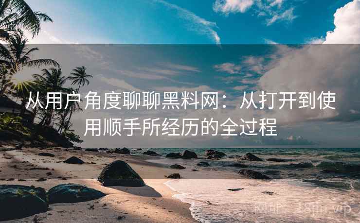 从用户角度聊聊黑料网:从打开到使用顺手所经历的全过程