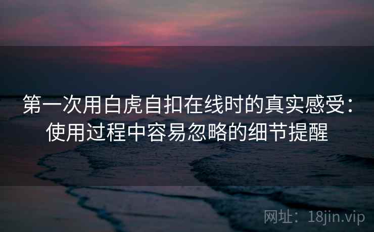 第一次用白虎自扣在线时的真实感受:使用过程中容易忽略的细节提醒